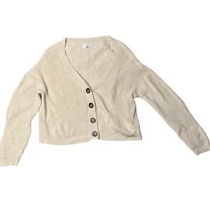 IVY & MAIN CHUNKY KNIT CREAM CROPPED SWEATER SIZE MEDIUM